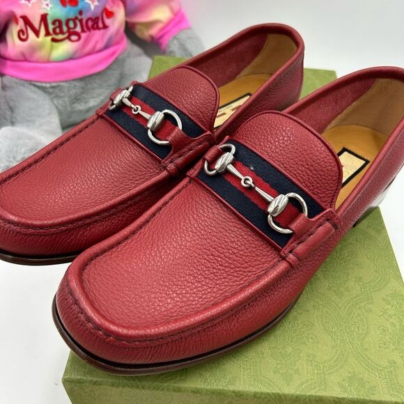 Men's Gucci horse bit web striped loafer size 9, made in Italy - Picture 2 of 12